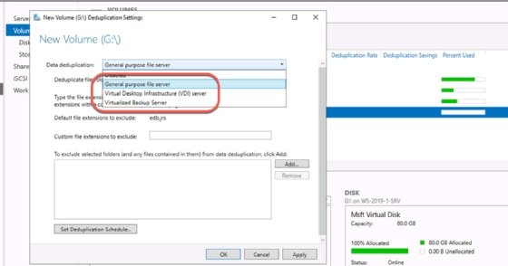 L'étape 4 de la configuration de la déduplication des données consiste à modifier le paramètre de « Désactivé » à « Serveur polyvalent ».