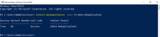 PowerShell peut aussi servir à installer la déduplication des données.