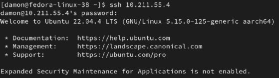 Screenshot d'une connexion SSH