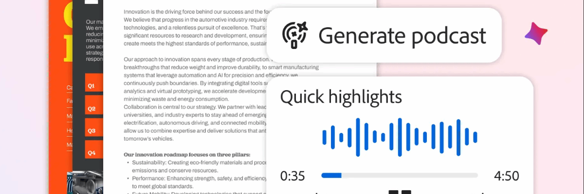 Acrobat génère des présentations et des podcasts